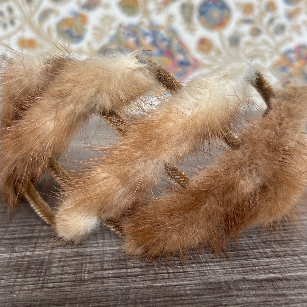 Vintage Mink Headband‎ with Mauve/Brown Satin Lattice/Cage Design Church Plays - Picture 7 of 16